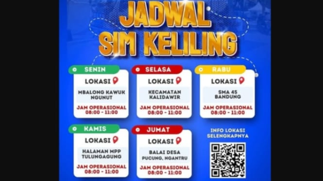 Jadwal dan lokasi SIM keliling Tulungagung