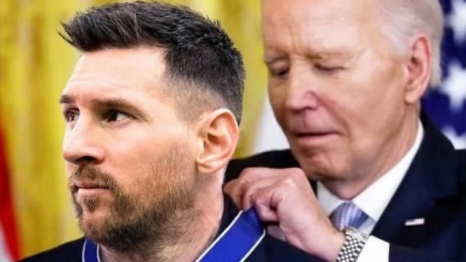 Lionel Messi mendapat anugerah dari Joe Biden.