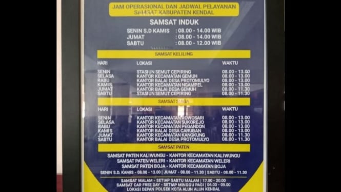 Jadwal terbaru Samsat keliling di Kendal tahun 2025.