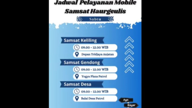 Jadwal Samsat Haurgeulis Indramayu tahun 2025.