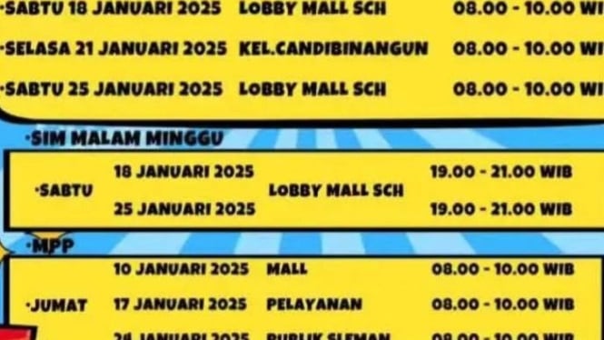 Jadwal terbaru SIM keliling di Sleman.