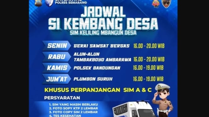 Syarat perpanjangan SIM Keliling Semarang