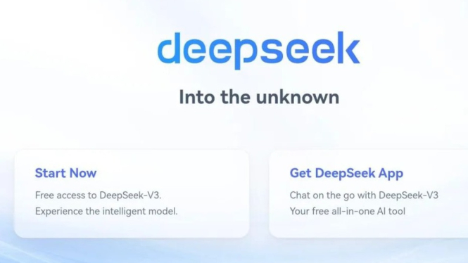 Laman DeepSeek, AI yang dikembangkan oleh China.