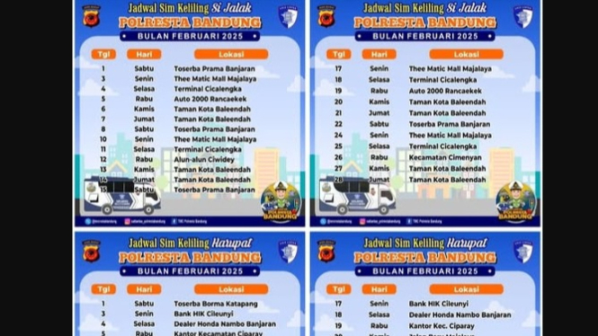 Jadwal terbaru SIM Keliling di Bandung