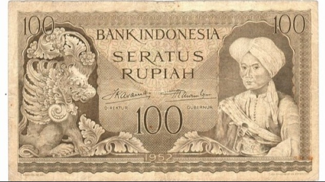 Pangeran Diponegoro, dalam Pecahan Uang Seratus Rupiah, Tahun 1952