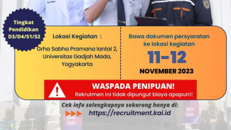 KAI Buka Rekrutmen di Job Fair UGM, 11-12 November 2023