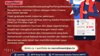 ANTV Buka Loker untuk Video Creatpr Youtube Project ANTV Buka Loker untuk Video Creatpr Youtube Project