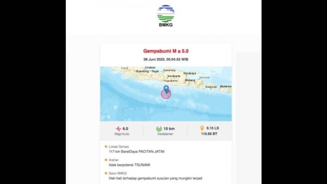 Gempa Bumi Yogyakarta, 8 Juni 2023