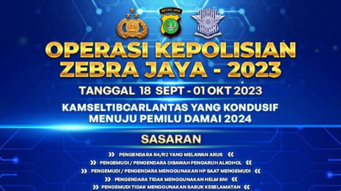 Polda Metro Jaya Gelar Operasi Zebra Jaya 2023