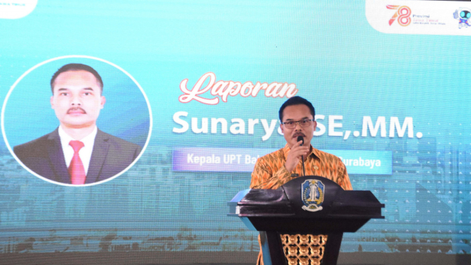 Kepala UPT BLK Surabaya, Sunarya, Saat Membuka Job Fair 2023