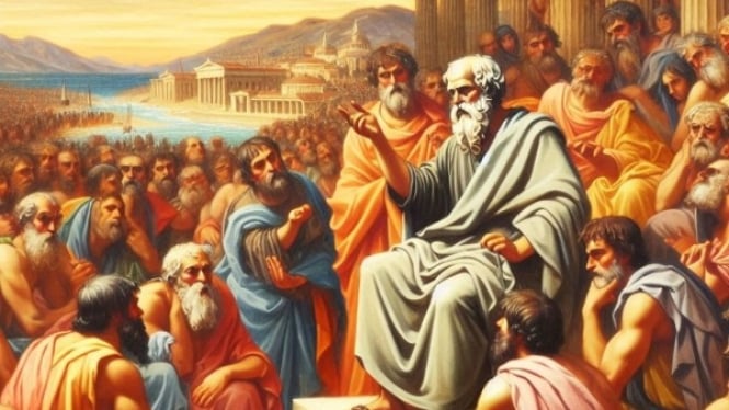 Socrates di tengah Warga Athena (ilustrasi)