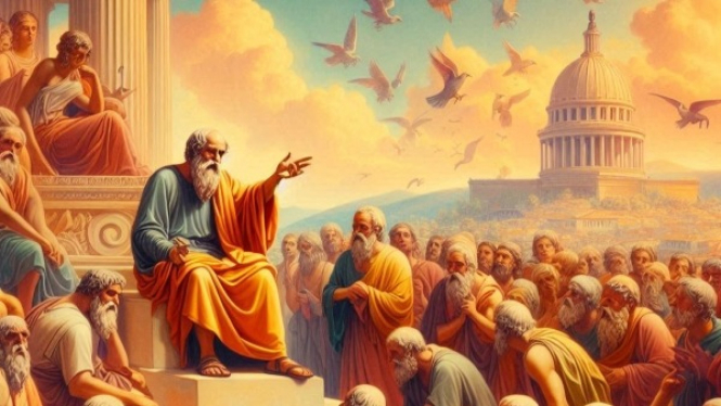 Socrates di tengah Warga Athena (ilustrasi)