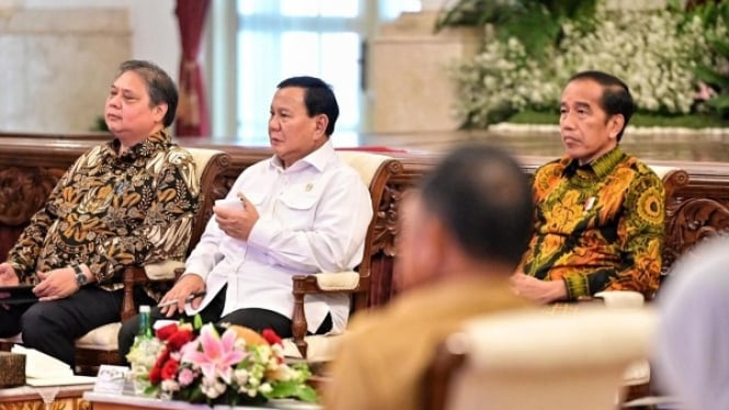 Airlangga Bersama Presiden Jokowi dan Presiden Terpilih Prabowo