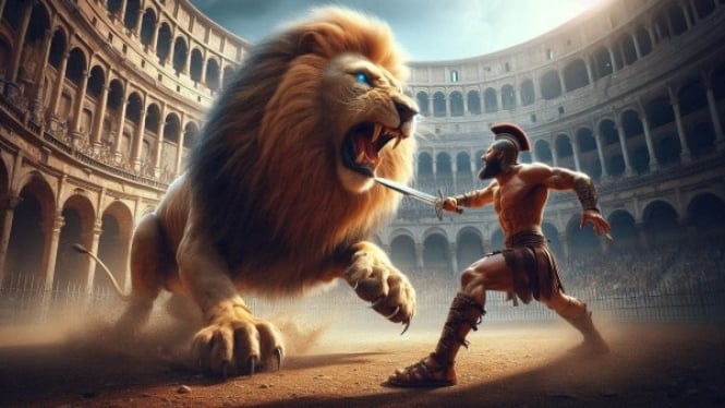 Pertarungan Gladiator dan Hewan Buas di Colosseum