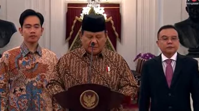 Presiden Prabowo Subianto Umumkan Susunan Kabinet Merah Putih