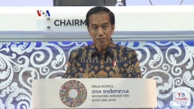 Joko Widodo Saat Pidato di Sidang Tahunan IMF