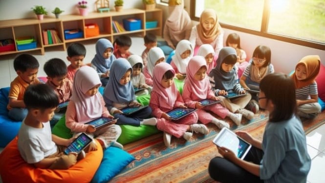 Ilustrasi Anak TK Belajar Coding