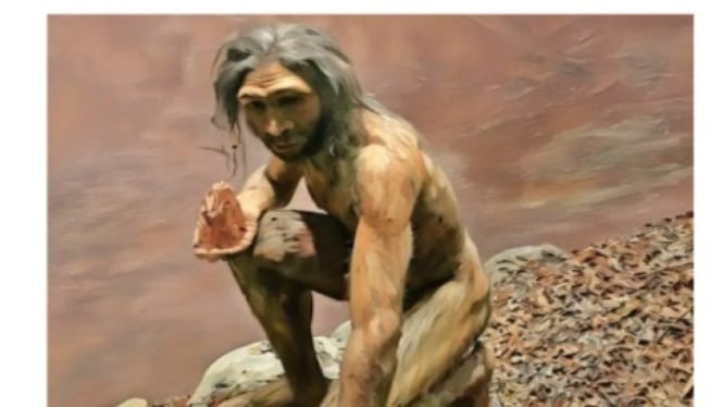 Homo erectus Memegang Kapak Acheulean