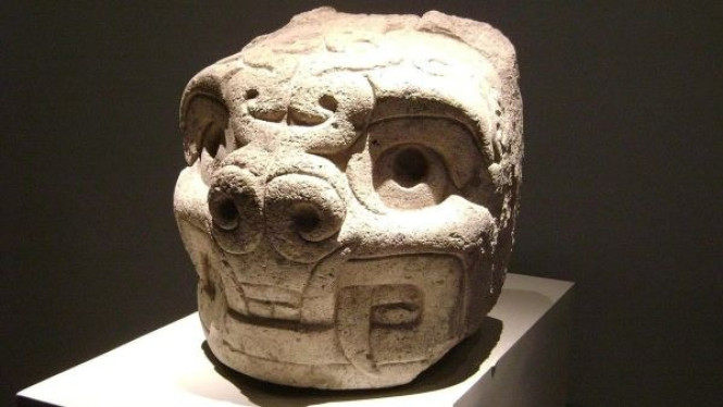 Kepala klava dipamerkan di Museum Nasional Chavín.