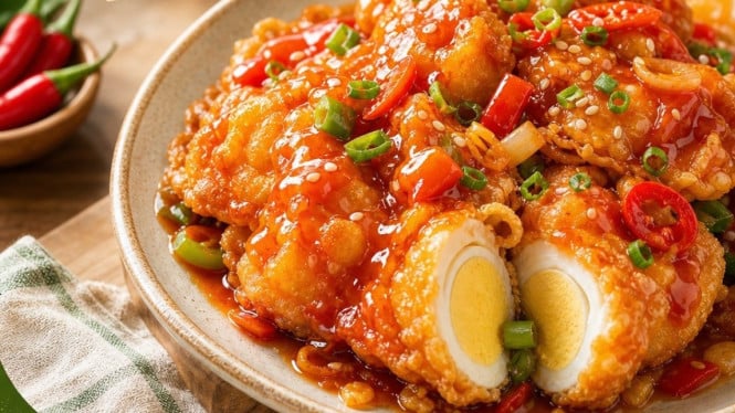Telur Crispy Saus Asam Manis