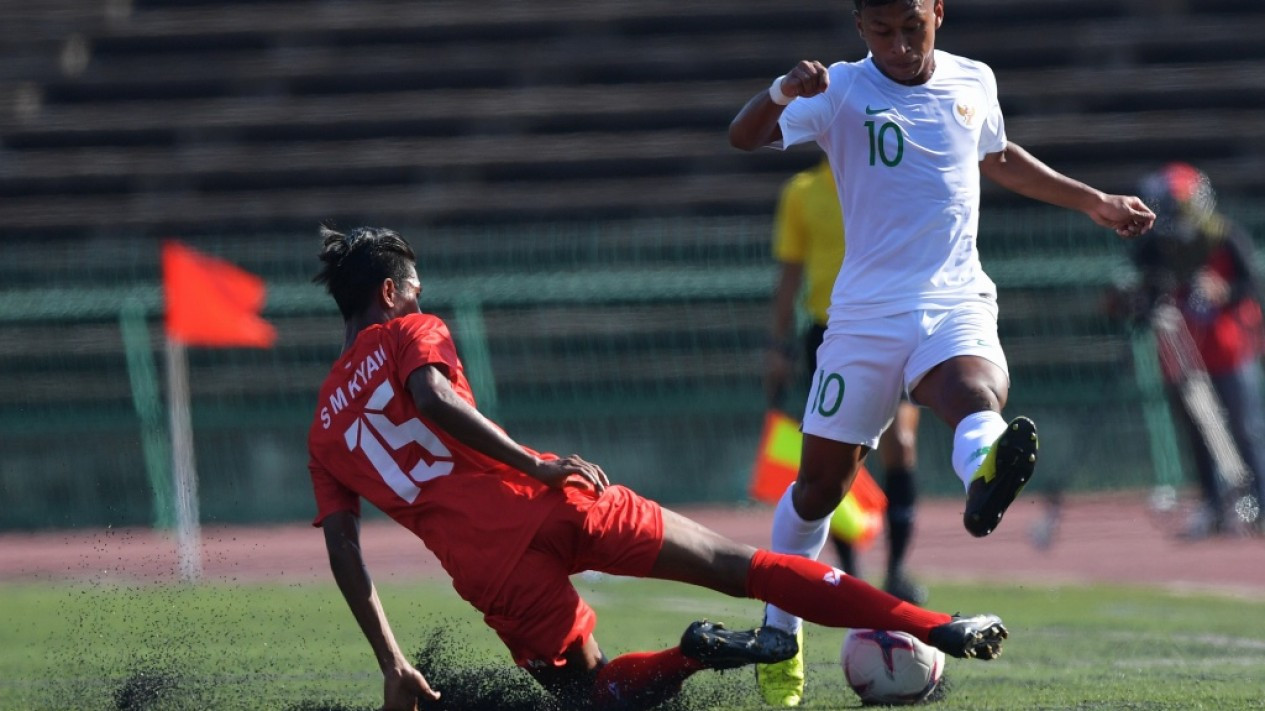 Aksi Pemain Timnas U-22 Indonesia saat Lawan Myanmar