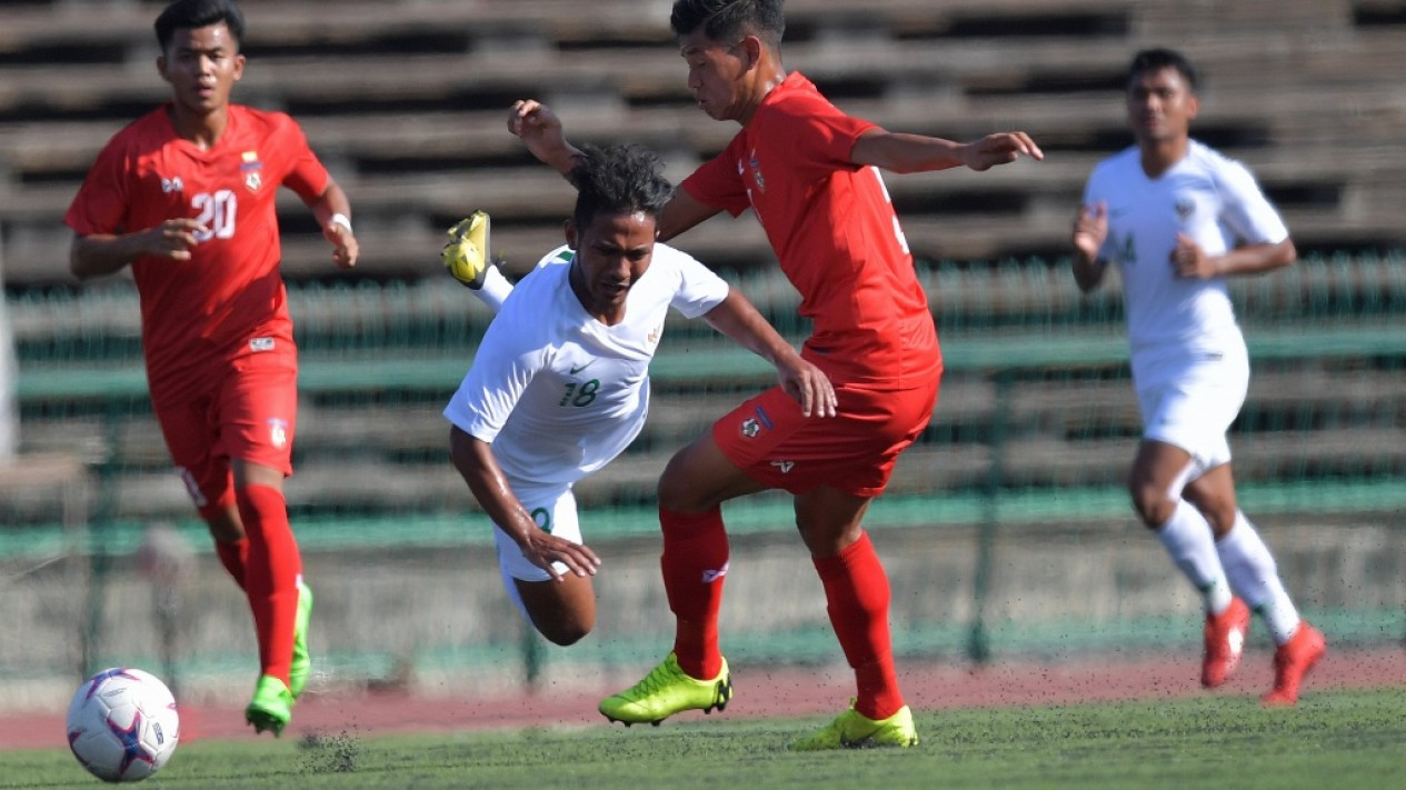 Aksi Pemain Timnas U-22 Indonesia saat Lawan Myanmar