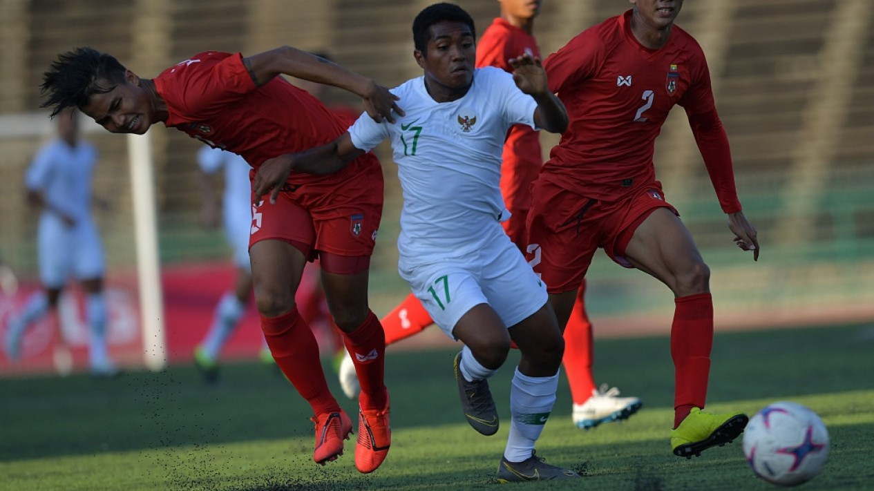 Aksi Pemain Timnas U-22 Indonesia saat Lawan Myanmar