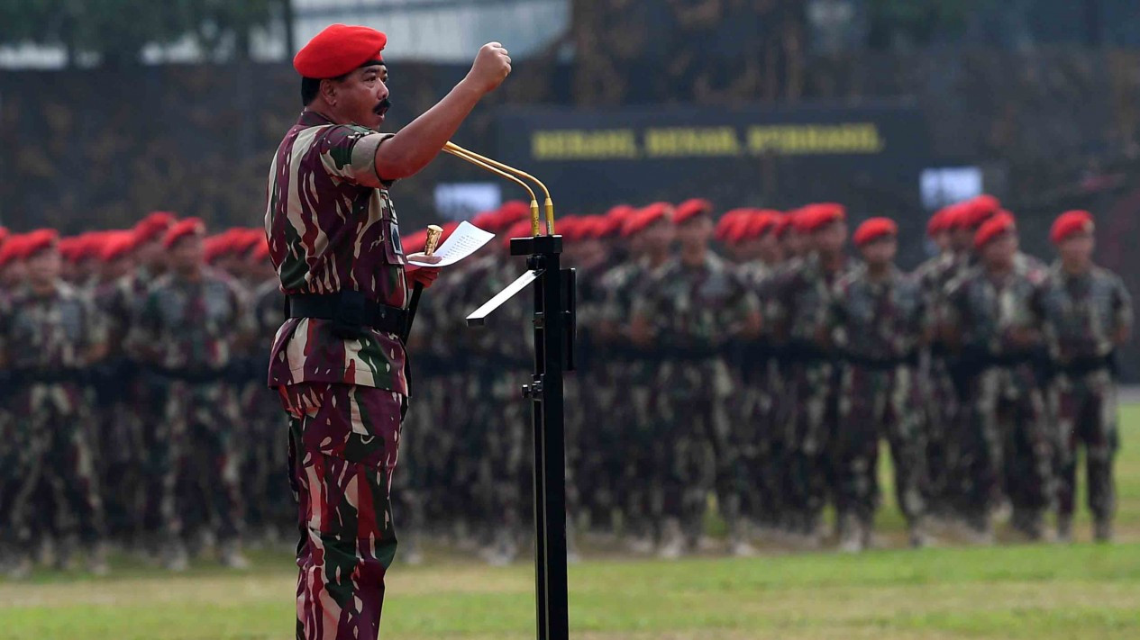 Atraksi Prajurit saat Peringatan HUT Ke-67 Kopassus