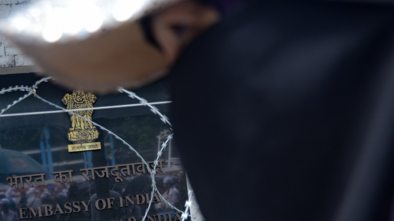 Demo Solidaritas Muslim India di depan Kedubes India