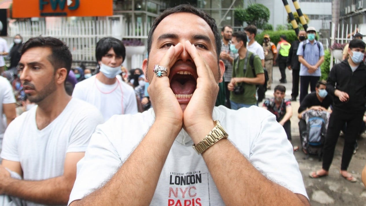 Aksi Para Pengungsi di Depan Kantor UNHCR