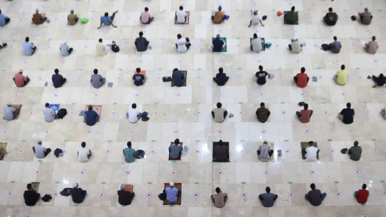 Salat Jumat di Masjid Istiqlal saat PPKM Level 4