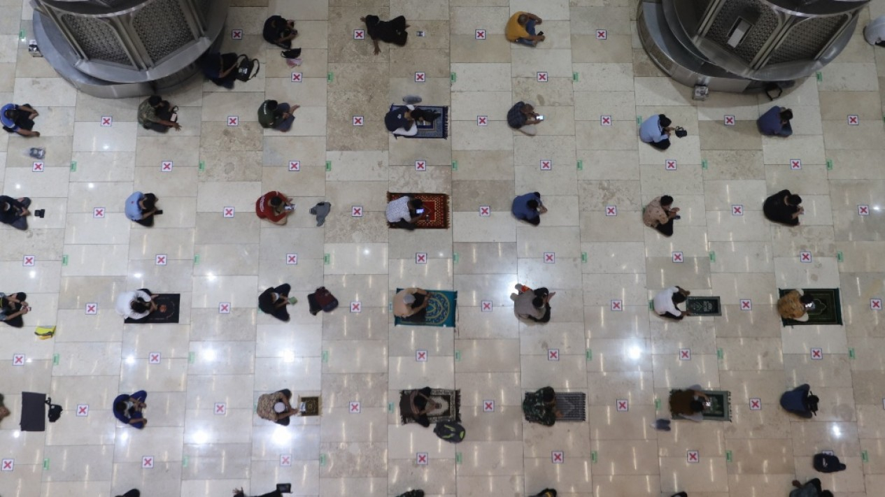 Salat Jumat di Masjid Istiqlal saat PPKM Level 4