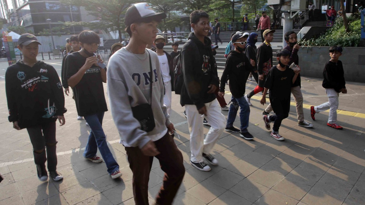 Potret Bocah Citayam Gaul di Terowongan Dukuh Atas