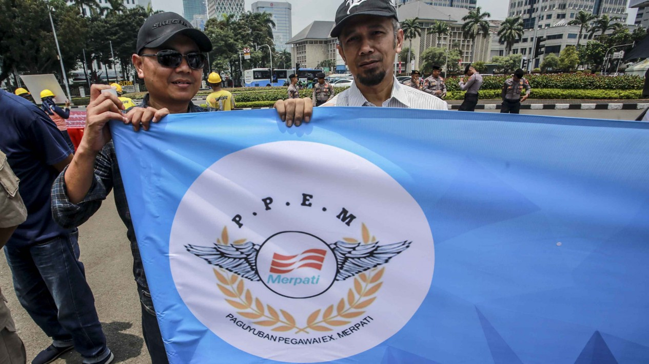 Aksi Demo Pegawai Ex Merpati