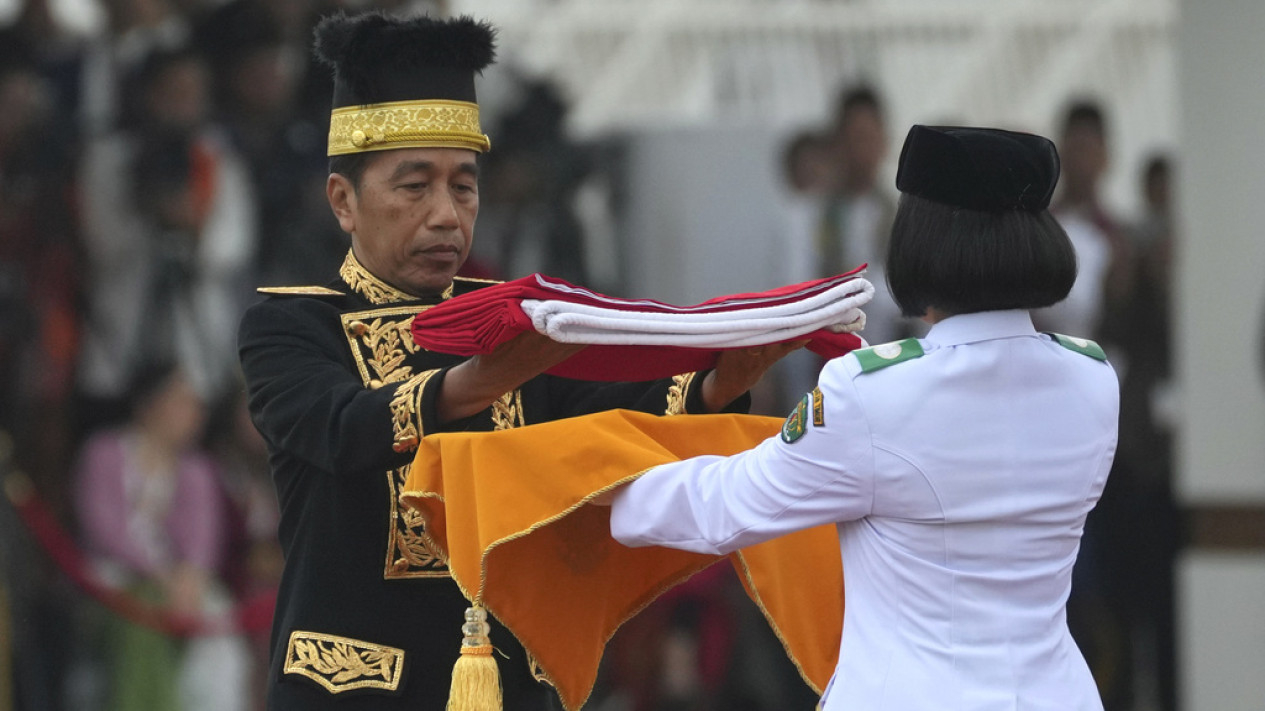Pengibaran Bendera di Upacara HUT ke-79 RI di IKN