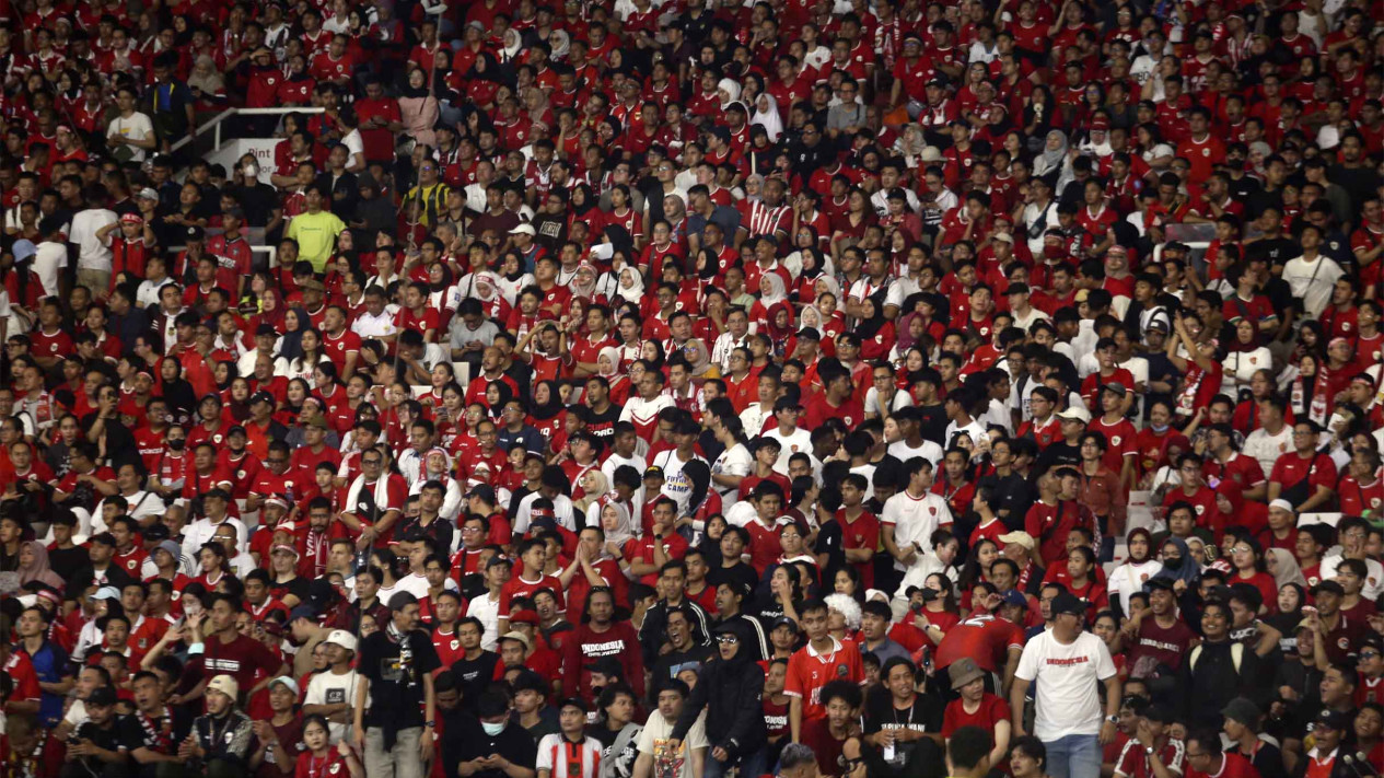 Suporter Indonesia Penuhi Tribun di Laga Indonesia vs Jepang