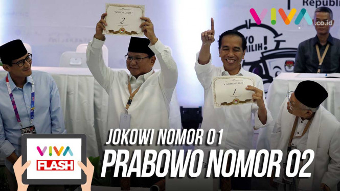 Jokowi-Ma'ruf Dapat Nomor Urut 01, Prabowo-Sandi 02