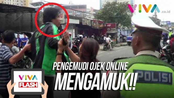 VIDEO: Gara-gara Ditilang, Pengemudi Ojek Online Ngamuk!