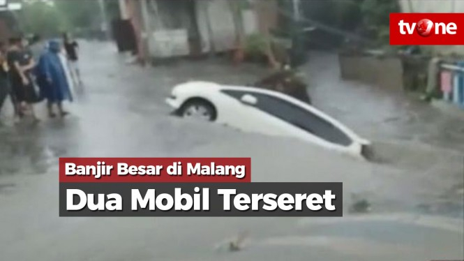 Banjir Besar di Malang, Dua Mobil Terseret