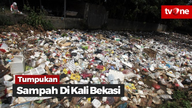 Sampah di Kali Bekasi, Menggunung Sepanjang Seratus Meter