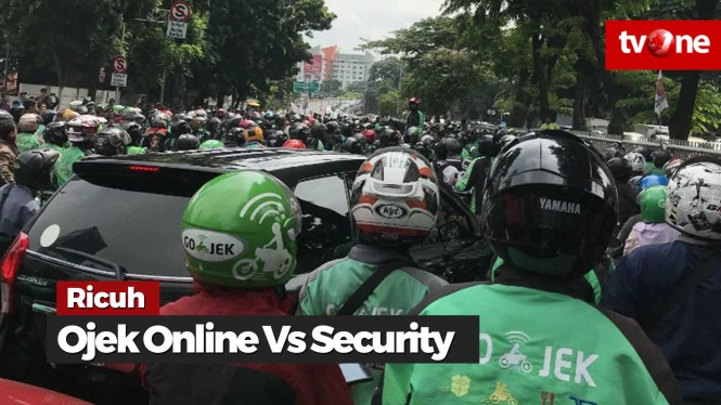 Ini Penyebab Ojek Online vs Security Depan Kota Casblanca