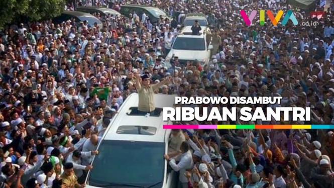 Prabowo Datang, Ribuan Santri Padati Jalan di Pamekasan