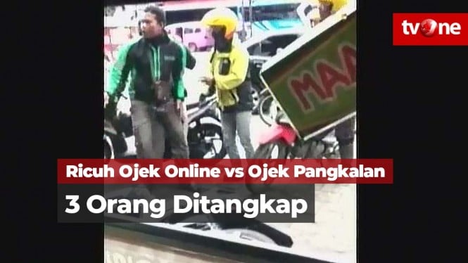 Ricuh Ojek Pangkalan vs Ojek Online, 3 Orang Ditangkap