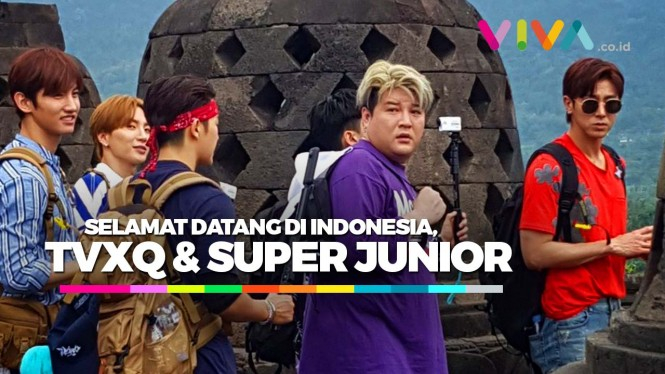 Gaya Personel TVXQ & Super Junior saat di Borobudur