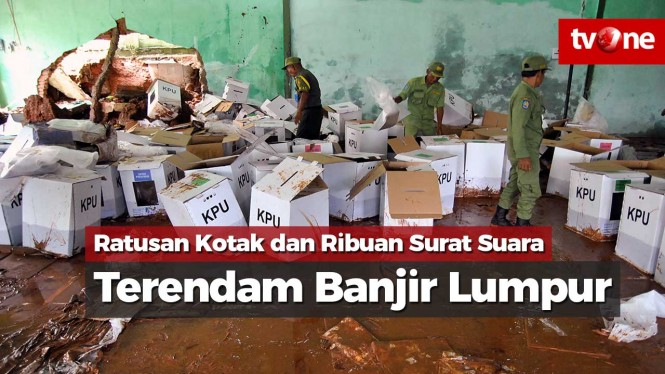 Ratusan Kotak dan Ribuan Surat Suara Terendam Banjir Lumpur
