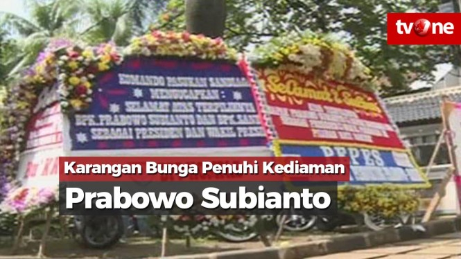 Kediaman Prabowo Subianto Dipenuhi Karangan Bunga