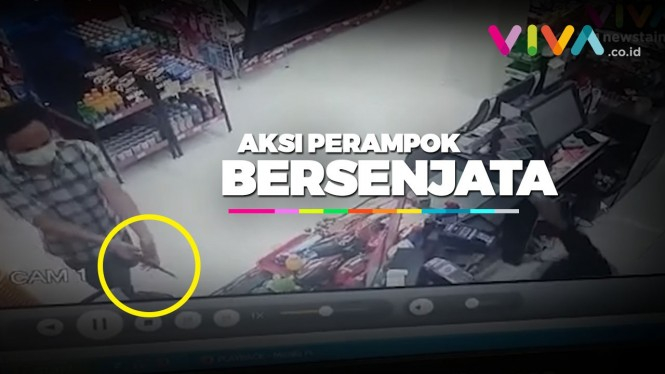 Rekaman CCTV Aksi Perampok Berpistol di Alfamart Depok