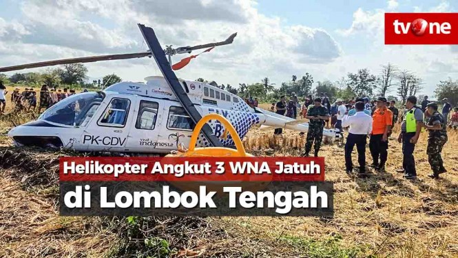 Helikopter Angkut Tiga WNA Jatuh di Lombok Tengah