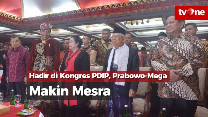 Hadir di Kongres PDIP, Prabowo-Mega Makin Mesra