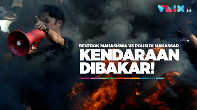 Demo Mahasiswa vs Polisi Rusuh, Kota Makassar Mencekam!
